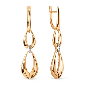 Серьги из красного золота с фианитами