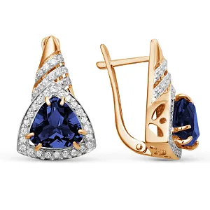 Серьги из красного золота с корундами