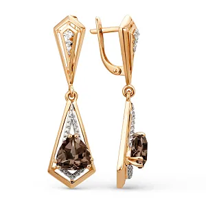 Серьги из красного золота с раухтопазами