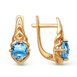 Серьги из красного золота с swiss топазами