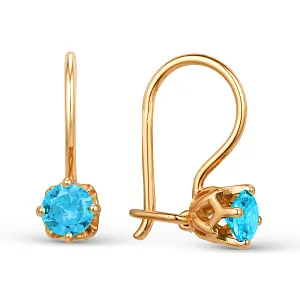 Серьги детские из красного золота с swiss топазами