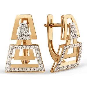 Серьги из красного золота с фианитами