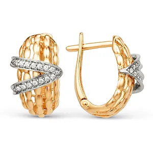 Серьги из красного золота с фианитами