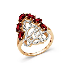 Кольцо из красного золота с гранатами