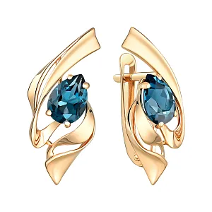 Серьги из красного золота с лондон топазами
