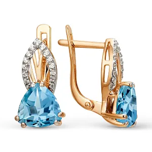 Серьги из красного золота с swiss топазами