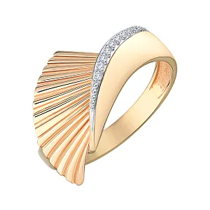 Кольцо из красного золота с фианитами