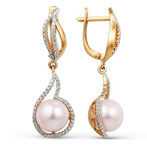 Серьги из красного золота с фианитами