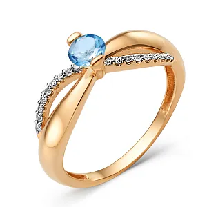 Кольцо из красного золота с swiss топазом