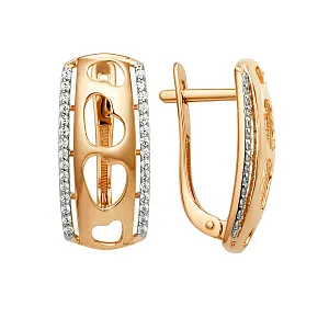 Серьги из красного золота с фианитами