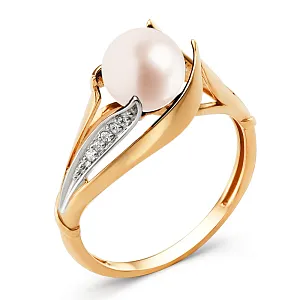 Кольцо из красного золота с фианитами