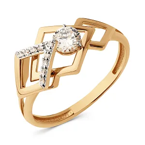 Кольцо из красного золота с фианитами