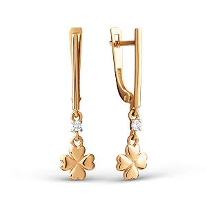 Серьги из красного золота с фианитами