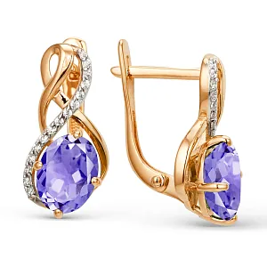 Серьги из красного золота с аметистами