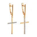 Серьги из красного золота с фианитами