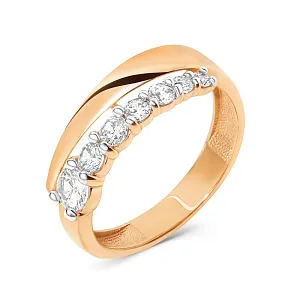 Кольцо из красного золота с фианитами