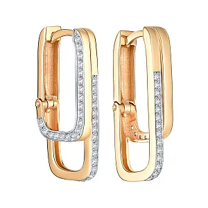 Серьги из красного золота с фианитами