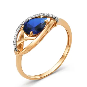 Кольцо из красного золота с корундом