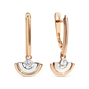 Серьги из красного золота с фианитами