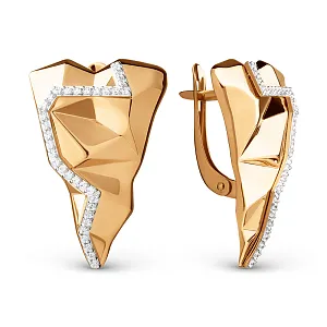 Серьги из красного золота с фианитами