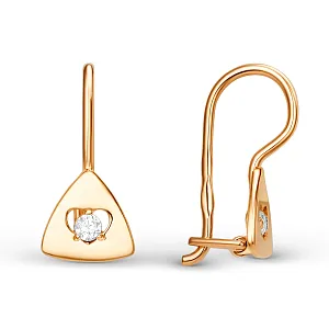 Серьги детские из красного золота с фианитами