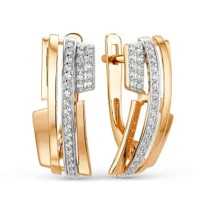 Серьги из красного золота с фианитами