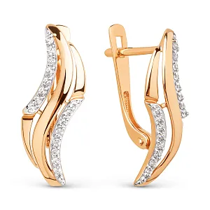 Серьги из красного золота с фианитами