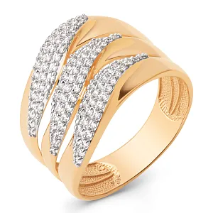 Кольцо из красного золота с фианитами