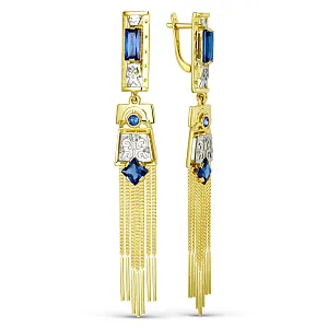 Серьги из желтого золота с лондон топазами