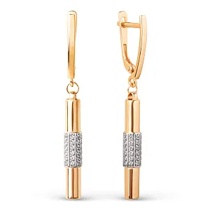 Серьги из красного золота с фианитами