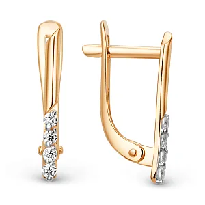 Серьги из красного золота с фианитами