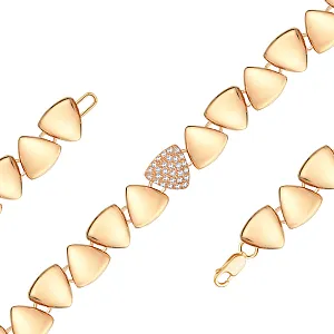 Браслет из красного золота с фианитами