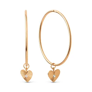 Серьги конго из красного золота с фианитами