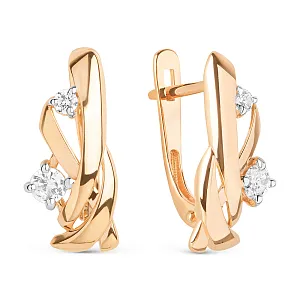 Серьги из красного золота с фианитами