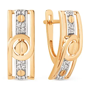 Серьги из красного золота с фианитами