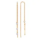 Серьги продевки из красного золота с фианитами