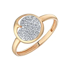 Кольцо из красного золота с фианитами