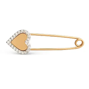 Булавка из красного золота с фианитами