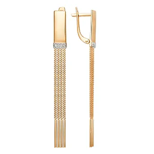 Серьги из красного золота с фианитами