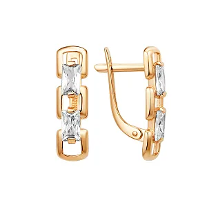 Серьги из красного золота с фианитами