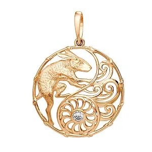 Подвеска из красного золота с фианитом