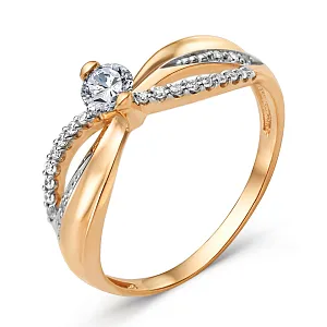 Кольцо из красного золота с фианитами