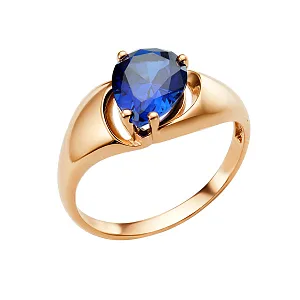 Кольцо из красного золота с корундом