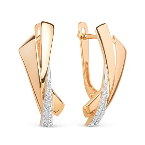 Серьги из красного золота с фианитами