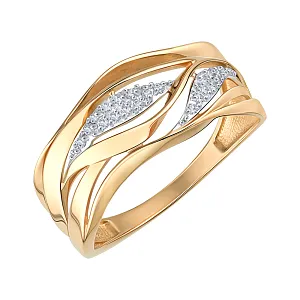 Кольцо из красного золота с фианитами