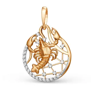 Подвеска из красного золота с фианитами