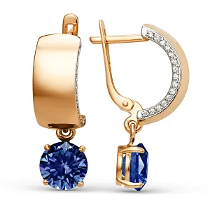 Серьги из красного золота с корундами