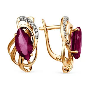 Серьги из красного золота с гранатами