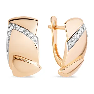 Серьги из красного золота с фианитами