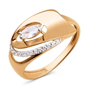 Кольцо из красного золота с фианитами